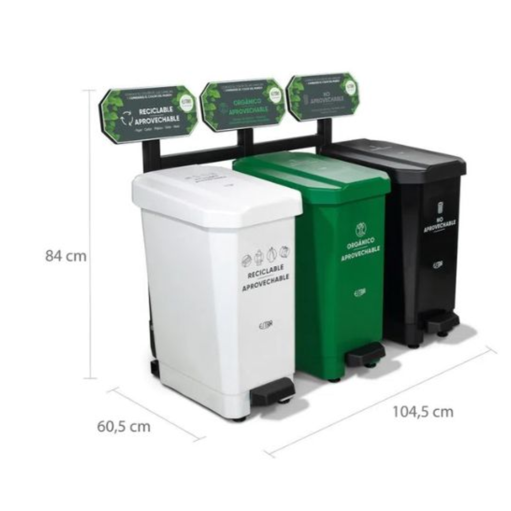 Punto Ecológico 44 Litros 3 Puestos EstraBios con Tablero (Blanco,Verde, Negro) Estra 4-1046877_2