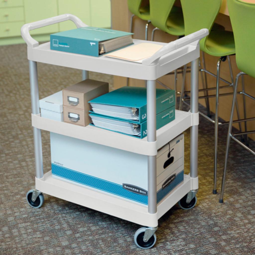 Carro de Servicio Abierto Tres Estantes 200 libras Blanco FG342488OWHT_6