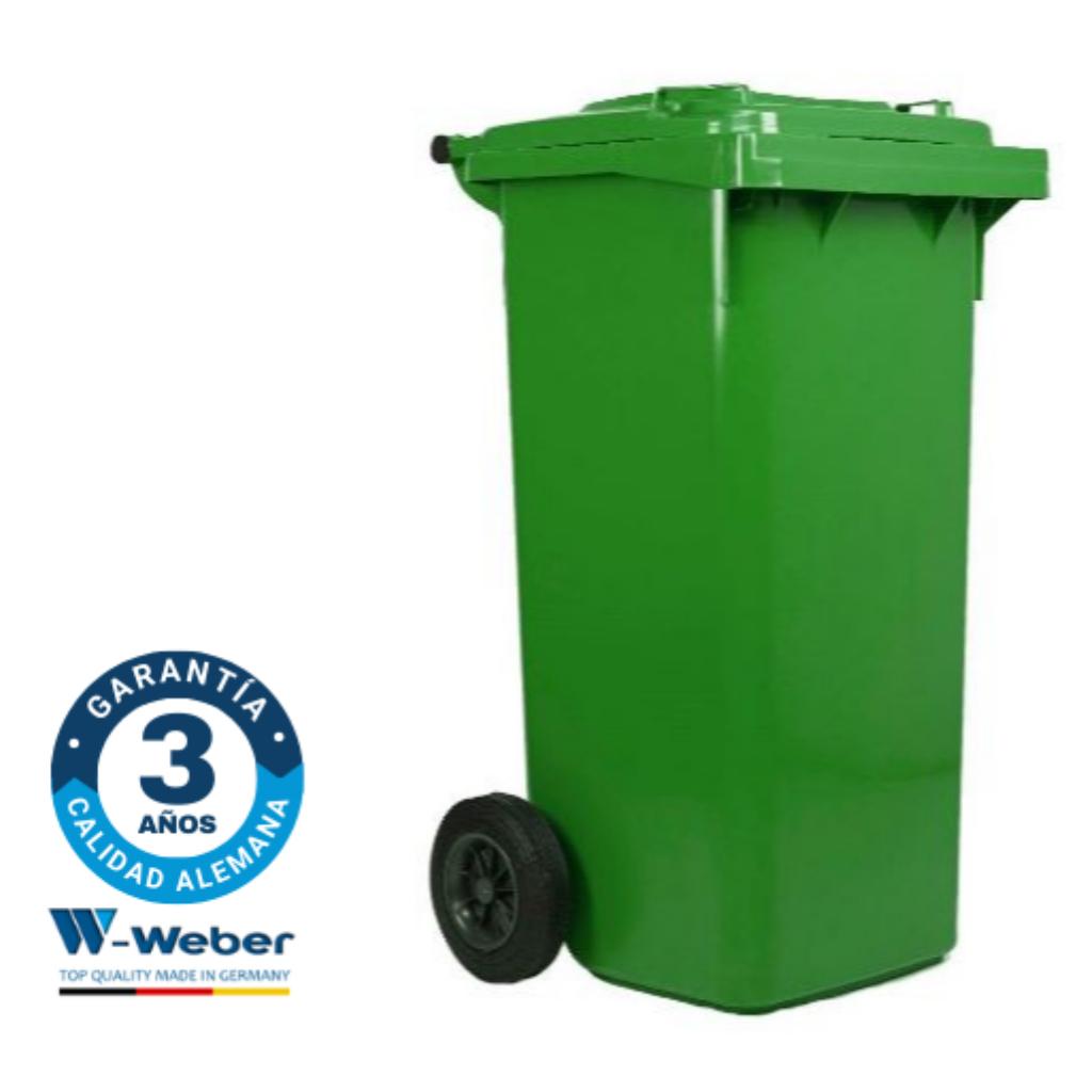 Contenedor de Basura con Ruedas 120 Litros Verde Weber_1