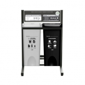 Punto Ecológico 53 Litros 2 Puestos Vaivén Con Tablero (Negro-Blanco) Estra 4-1019069_1