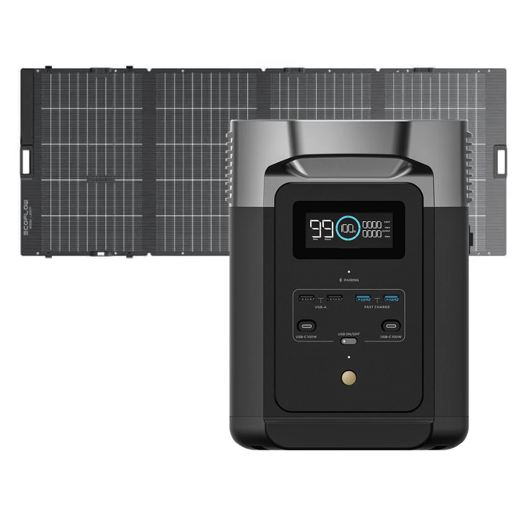 Kit Solar Portátil EcoFlow DELTA 2 MAX 2400W + Panel Solar Bifacial 400 W - TIENEX