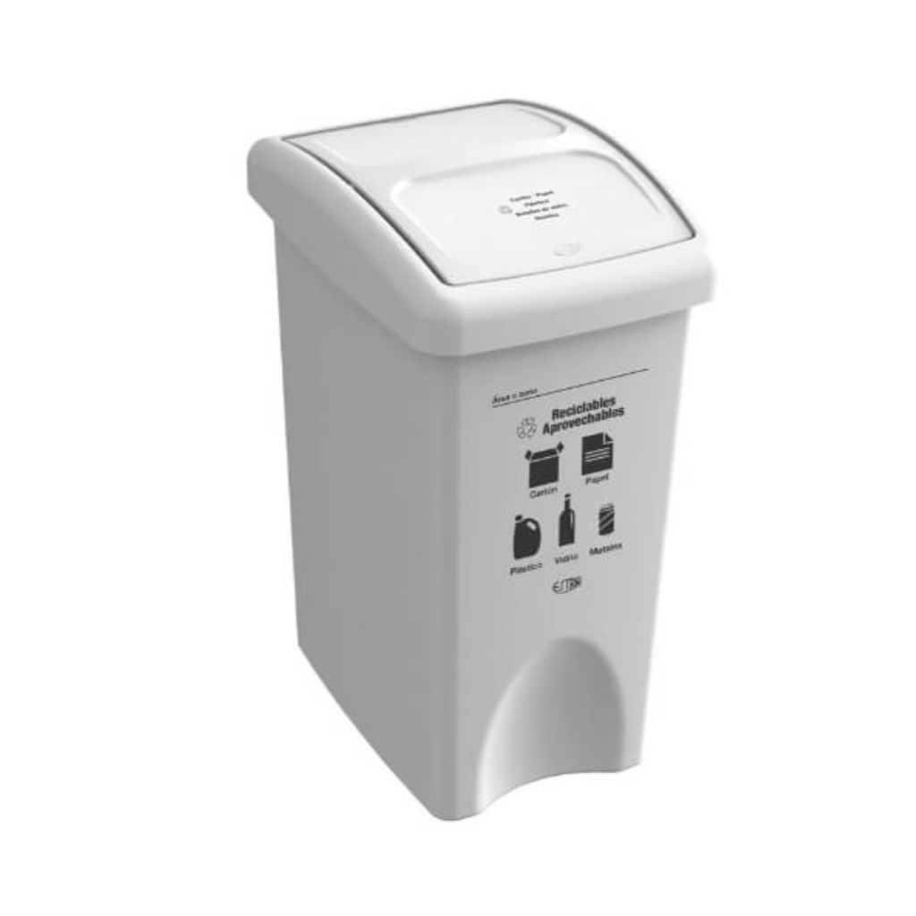 Papelera con Tapa Vaivén 35 Litros Blanca Residuos Reciclables y Aprovechables Estra 4-1042514_1