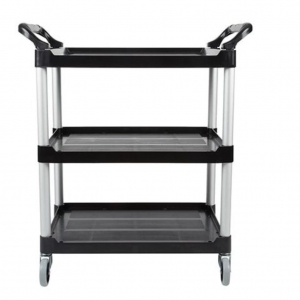 Carro de Servicio Abierto Tres Estantes 200 Libras Negro FG342488BLA_6