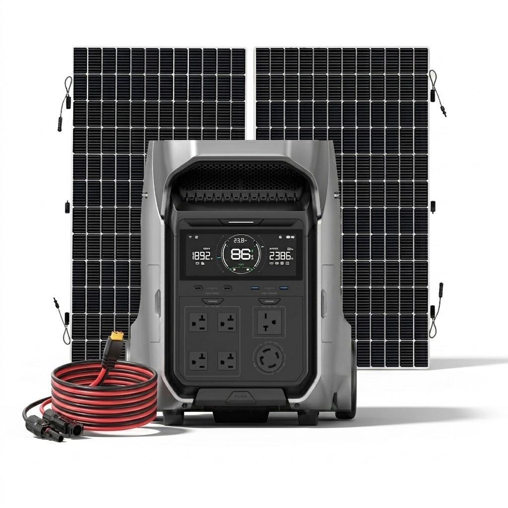 Kit Solar Portátil EcoFlow DELTA PRO 3 4000W + 2 Paneles Solares Flexibles de 560 W _2