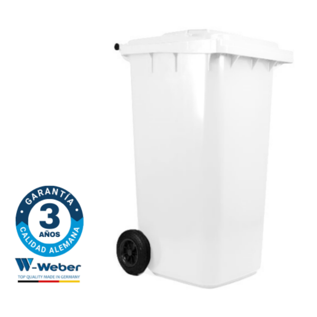Contenedor de Basura con Ruedas 240 Litros Blanco Weber_1