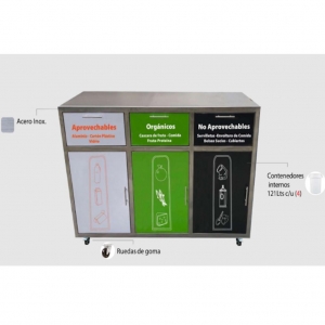 Punto Ecológico Acero Inoxidable 363 Litros 3 Divisiones Metalis Zafiro Life_2