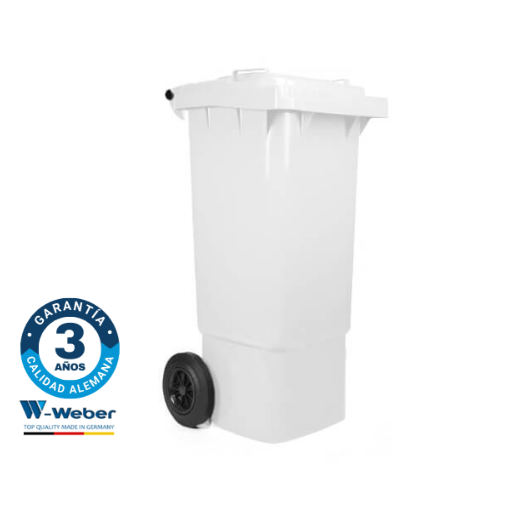 Contenedor de Basura con Ruedas 80 Litros Blanco Weber_1