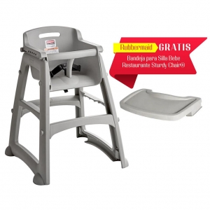 Silla Comedor Bebé Rubbermaid Sin Ruedas Gris Gratis Bandeja FG781408PLAT_1