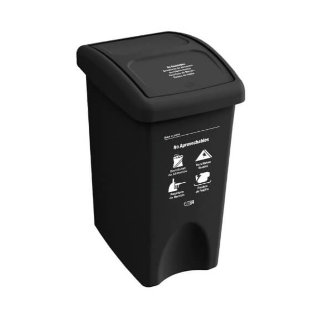 Papelera con Tapa Vaivén 35 Litros Negra Residuos No Aprovechables Estra 4-1042516_1