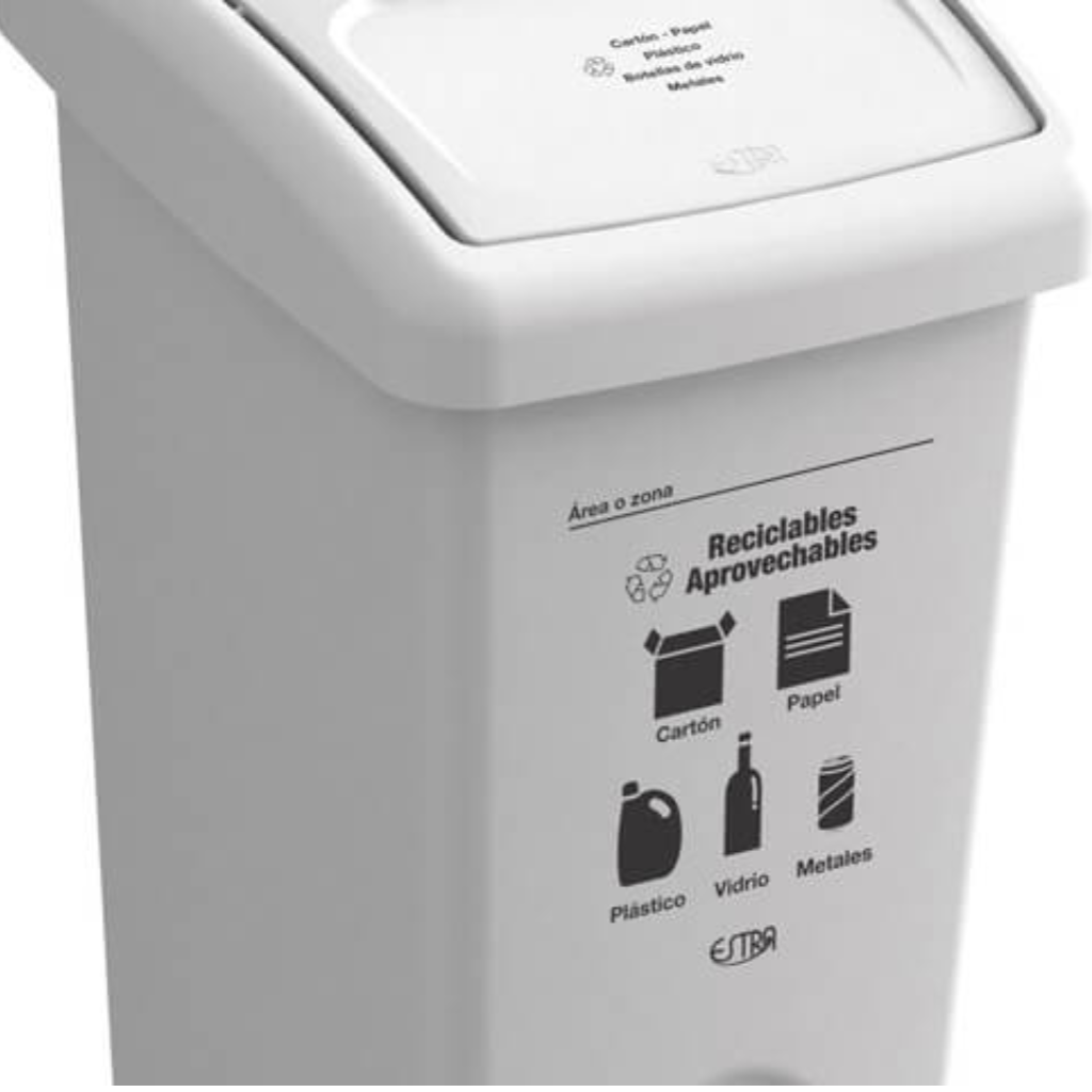 Papelera con Tapa Vaivén 35 Litros Blanca Residuos Reciclables y Aprovechables Estra 4-1042514_3