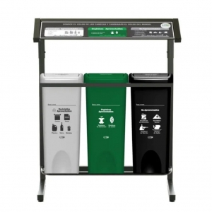 Punto Ecológico 53 Litros 3 Puestos Vaivén Con Techo (Blanco, Verde, Negro) Estra 4-1042755_1