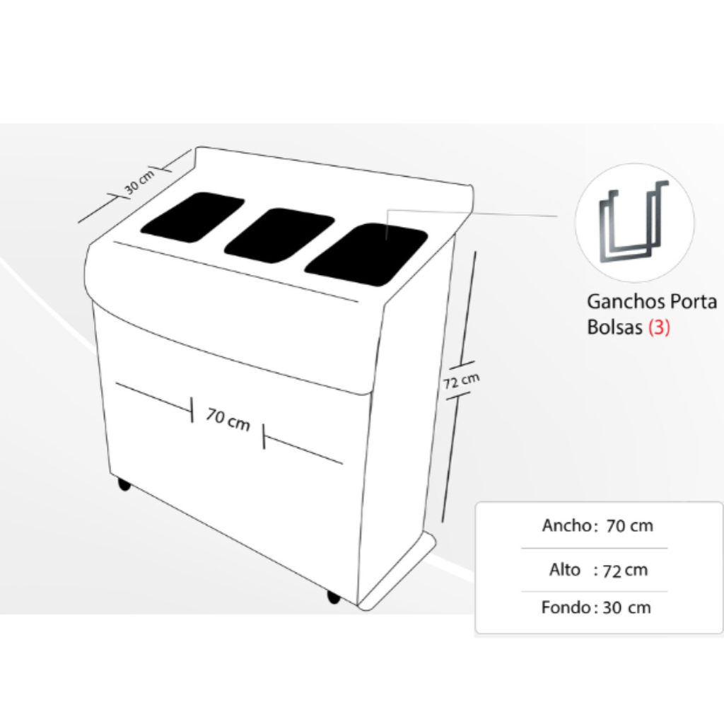 Punto Ecológico Acero Inoxidable 110 Litros 3 Divisiones Metalis_3