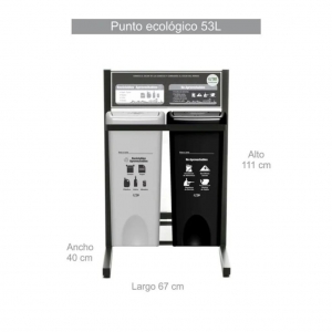 Punto Ecológico 53 Litros 2 Puestos Vaivén Con Tablero (Negro-Blanco) Estra 4-1019069_2