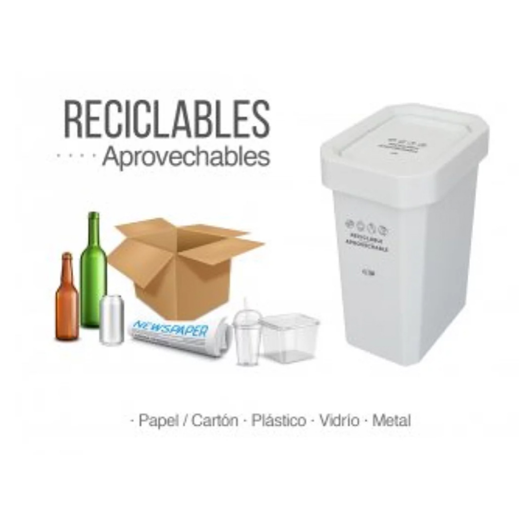 Papelera con Tapa Vaivén 53 Litros Blanco EstraBins Reciclable Aprovechable 4-1042648_4