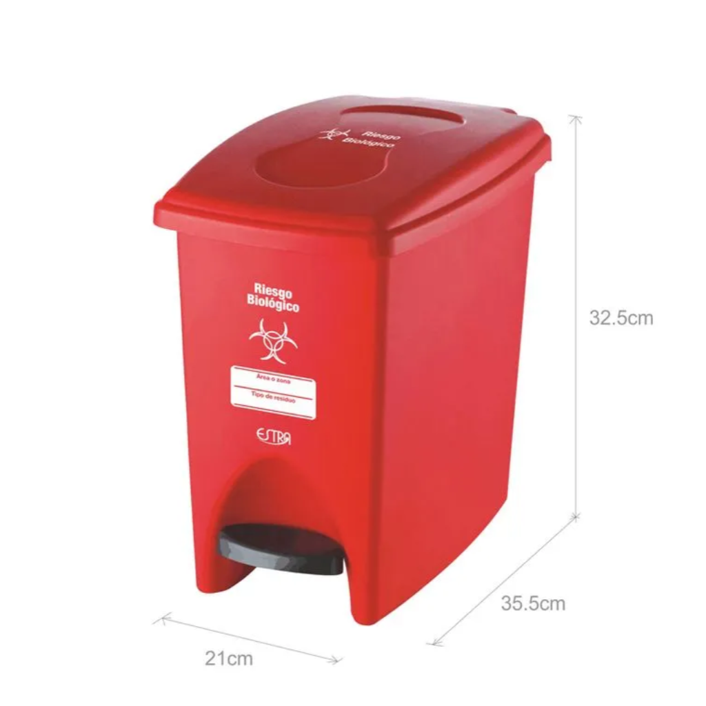 Papelera Pedal 10 Litros Rojo Residuos Peligrosos Estra 4-1002483_2