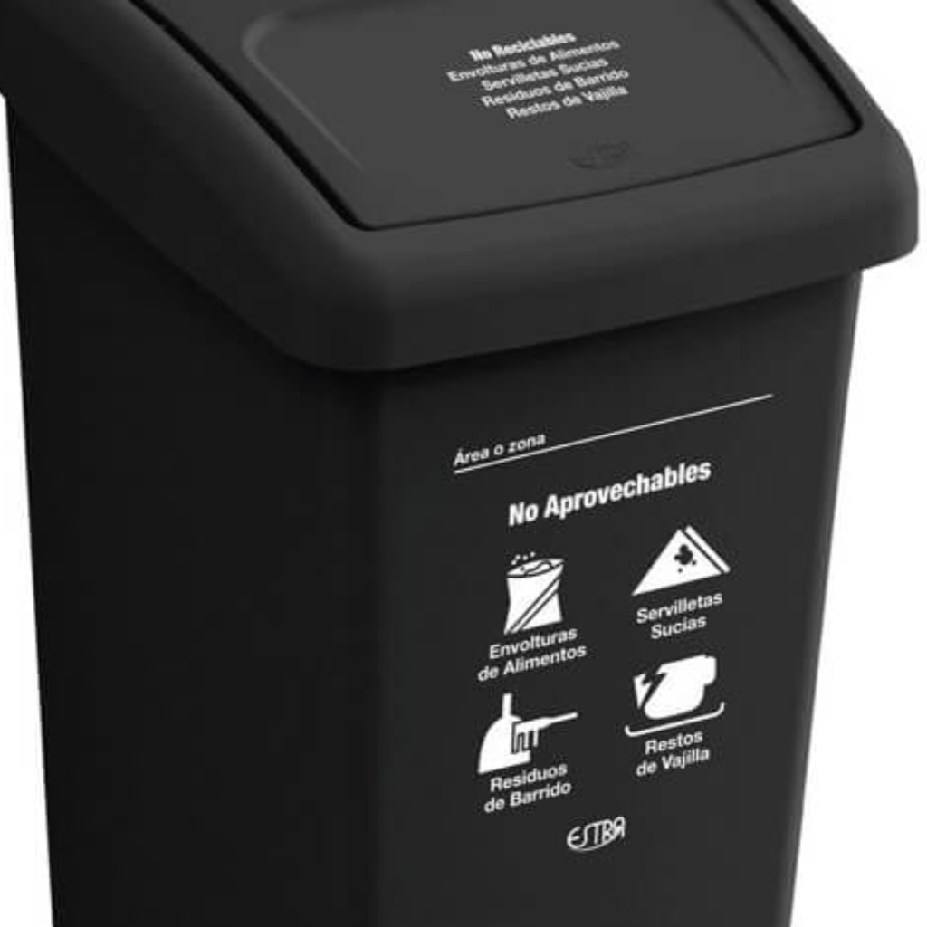 Papelera con Tapa Vaivén 35 Litros Negra Residuos No Aprovechables Estra 4-1042516_3