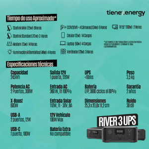 Estación de Energía Portátil EcoFlow RIVER 3 UPS 300W Potencia - 245Wh Capacidad_12