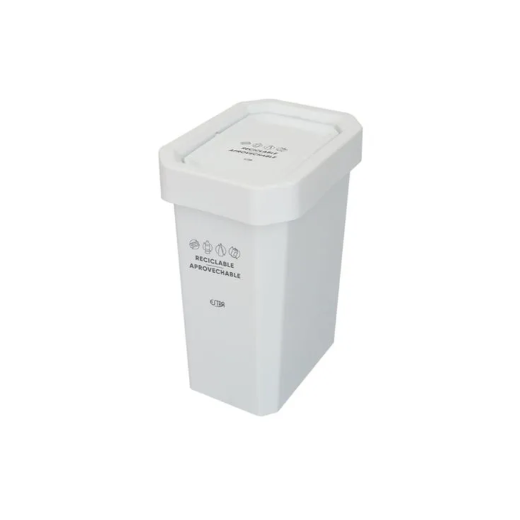 Papelera con Tapa Vaivén 10 Litros Blanca Estrabins Reciclable Aprovechable 4-1042589  _1