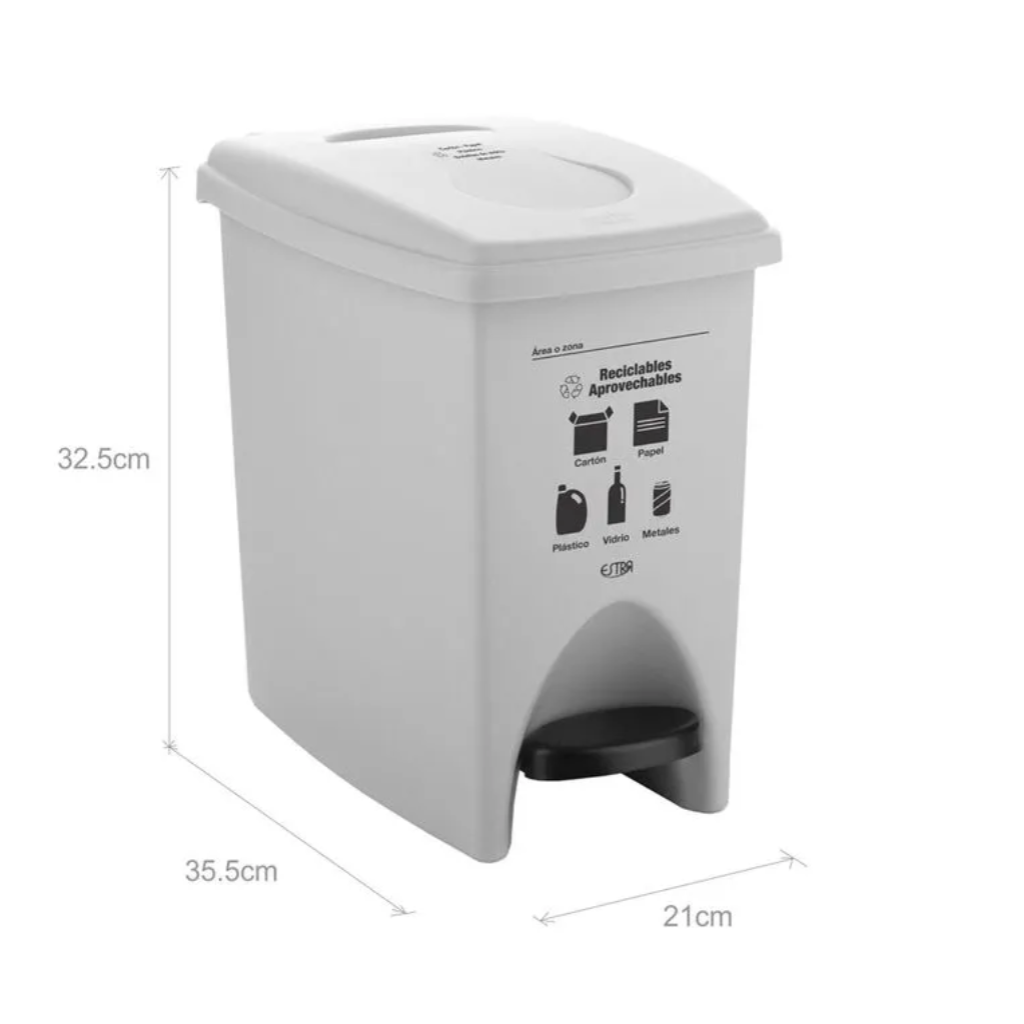 Papelera Pedal 10 Litros Blanca Residuos Reciclables y Aprovechables Estra 4-1042554_2