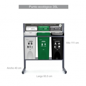 Punto Ecológico 35 Litros 3 Puestos Vaivén Con Tablero (Blanco, Verde, Negro) Estra 4-1042752_2