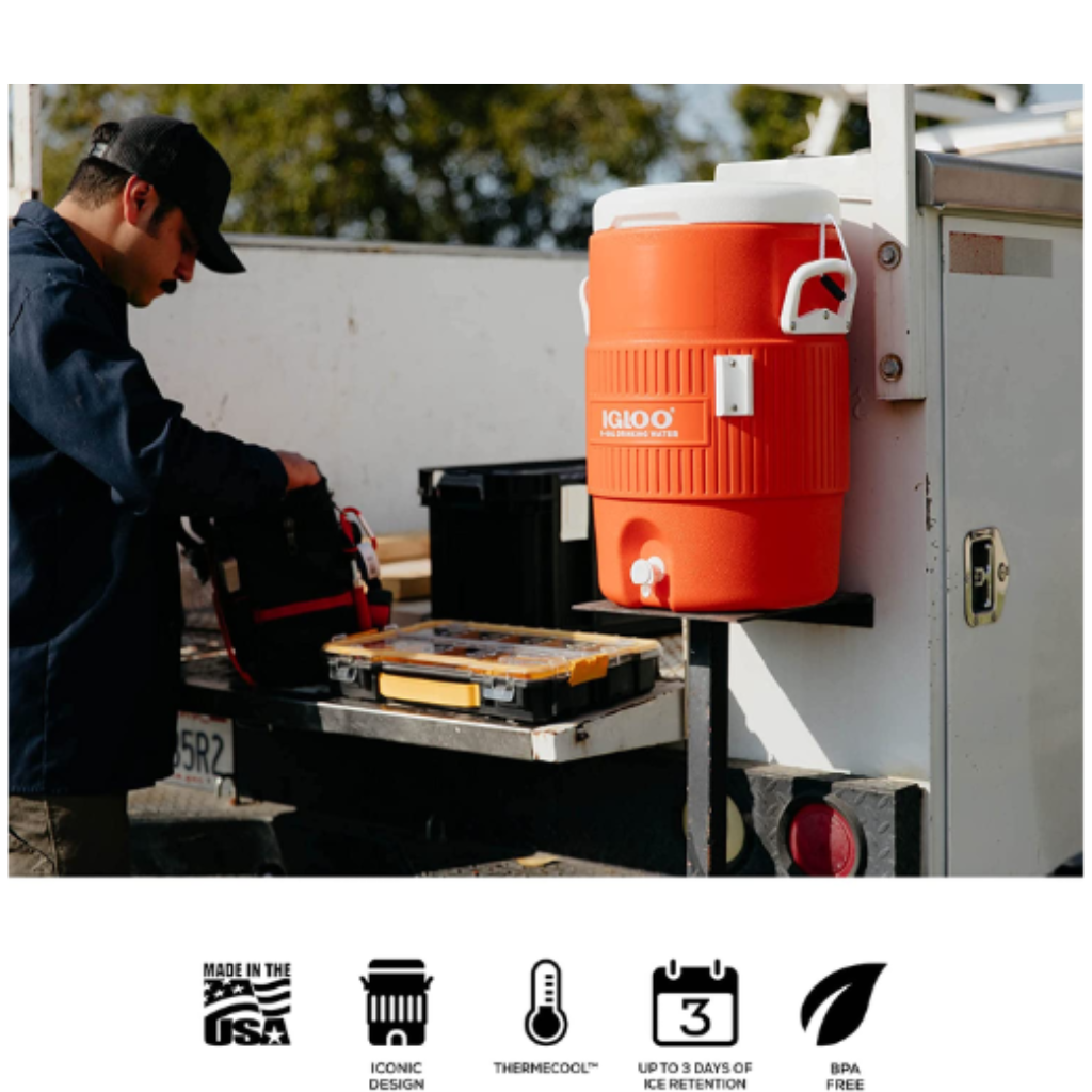 Termo Igloo 10 Galones 37,9 Litros Naranja con Portavasos_8