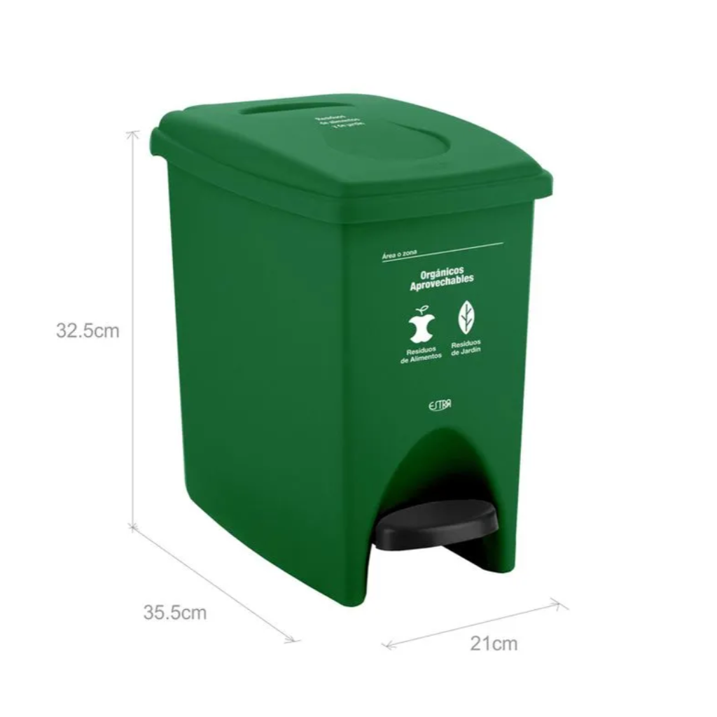 Papelera Pedal 10 Litros Verde Residuos Orgánicos y Aprovechables Estra 4-1042555_2