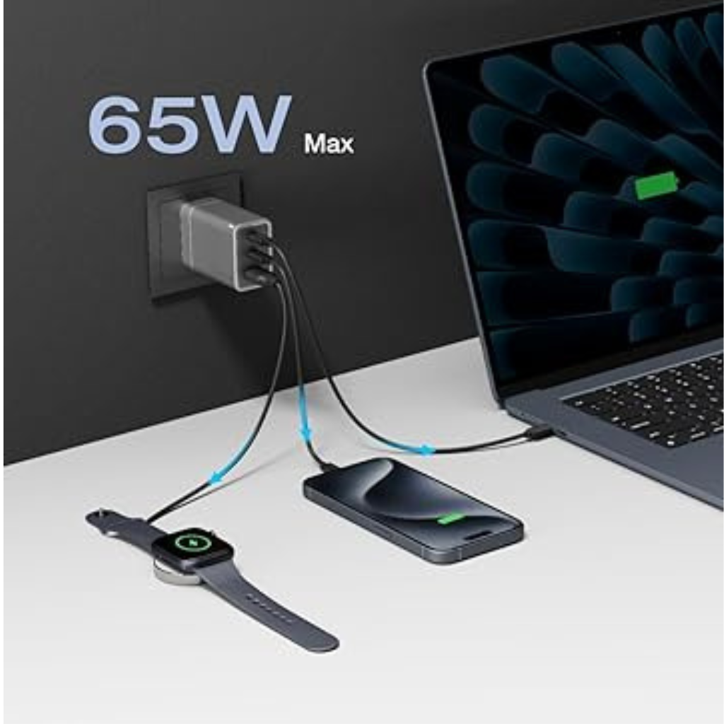 Cargador GaN EcoFlow Carga Rapida 65 W USB-C / USB-A _4