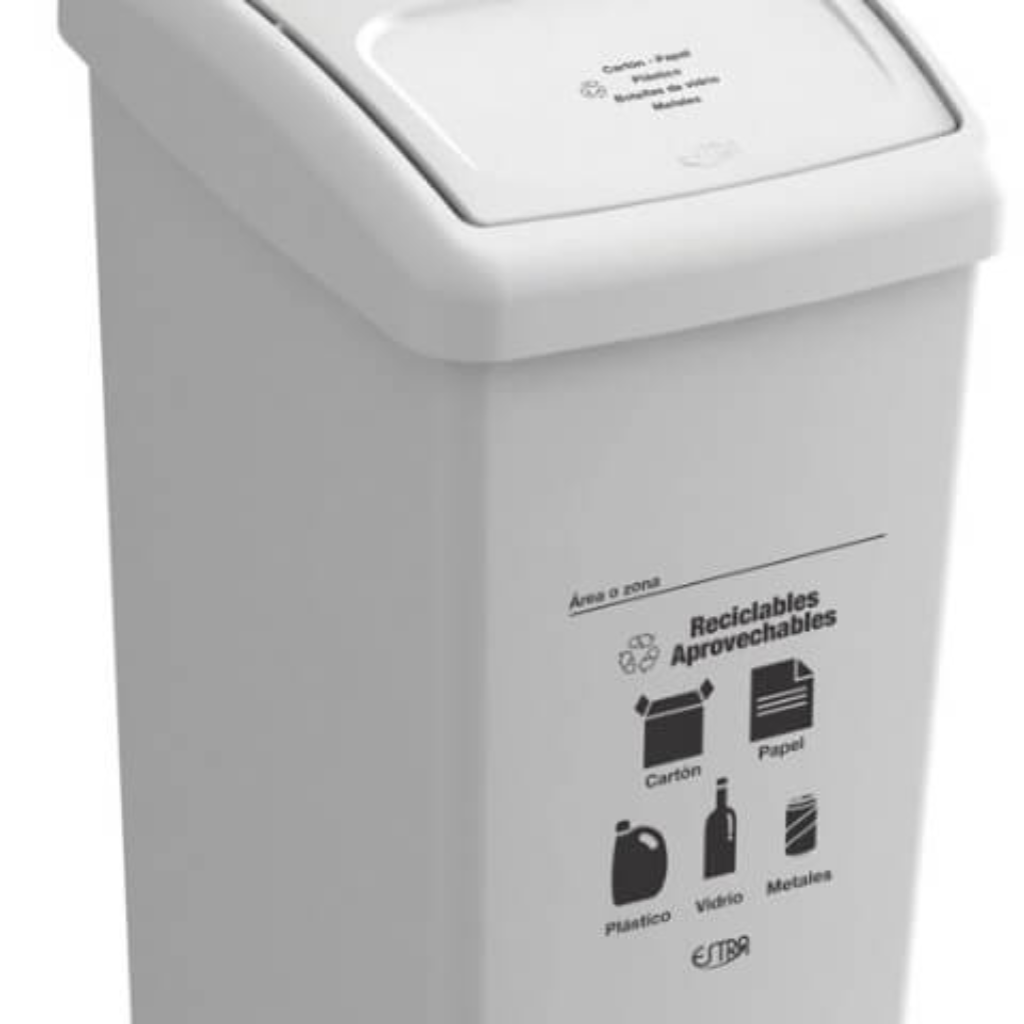 Papelera con Tapa Vaivén 53 Litros Blanca Residuos Reciclables y Aprovechables Estra 4-1042520 _3