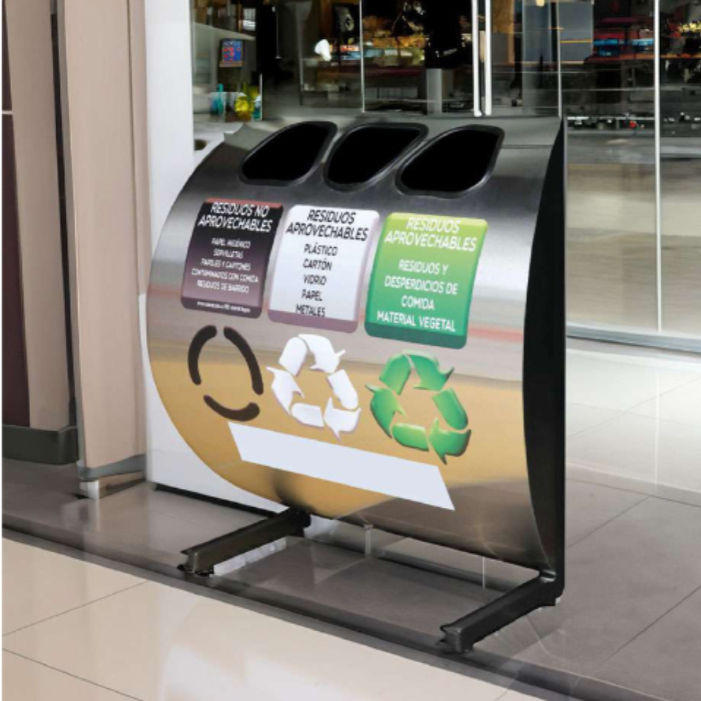Punto Ecológico Acero Inoxidable 60 Litros 3 Divisiones Metalis_3
