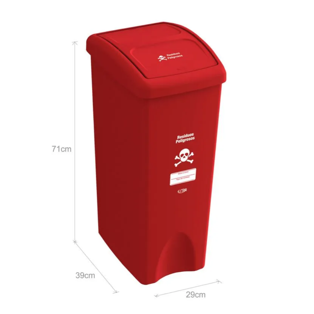 Papelera con Tapa Vaivén 53 Litros Rojo Residuos Peligrosos Estra 4-1002178_2